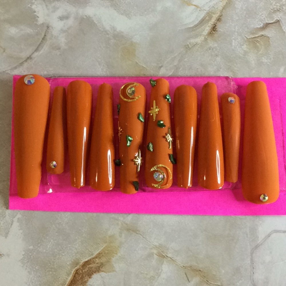 Xl Dark Orange Nails